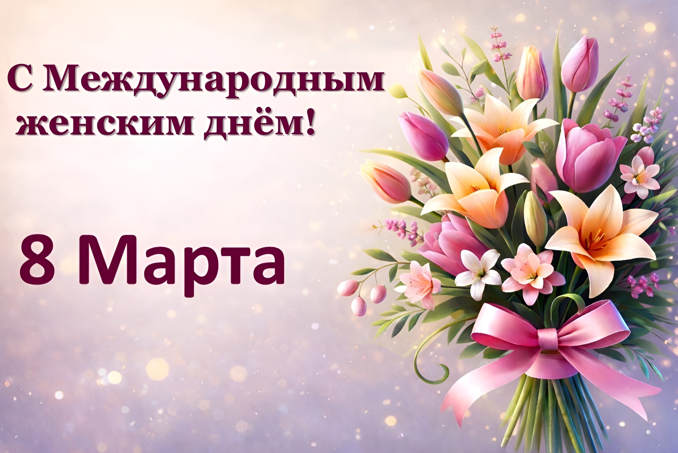 Дорогие женщины! Сердечно поздравляю вас с Международным женским днём — 8 Марта!